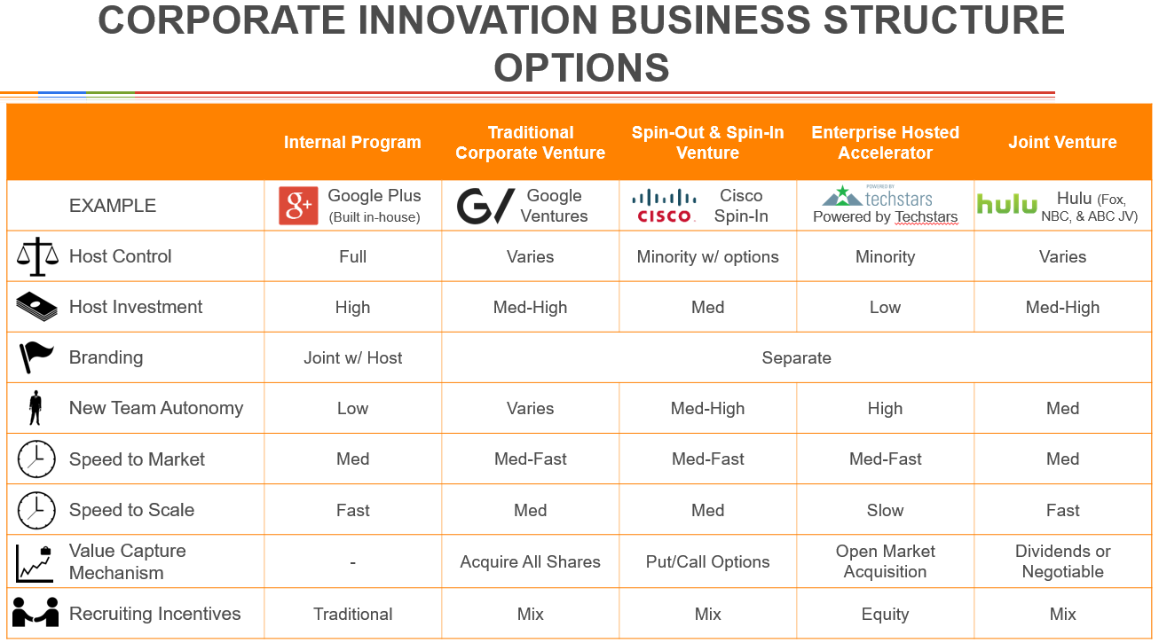 Corporate Innovation Business Structure Options
